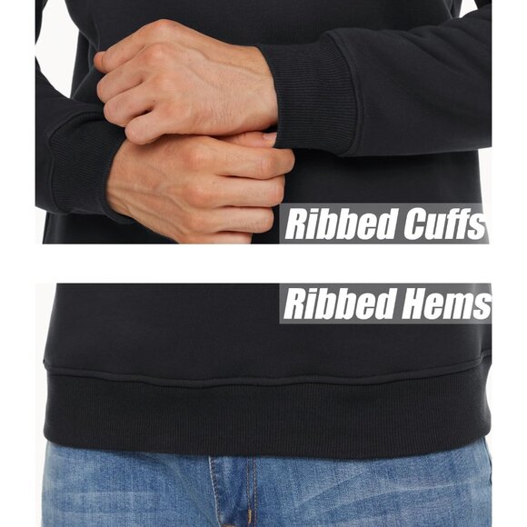 Mens Crewneck Sweatshirt Fleece Lined Warm Winter Outdoor Long Sleeve Pullover - Picture 6 of 6
